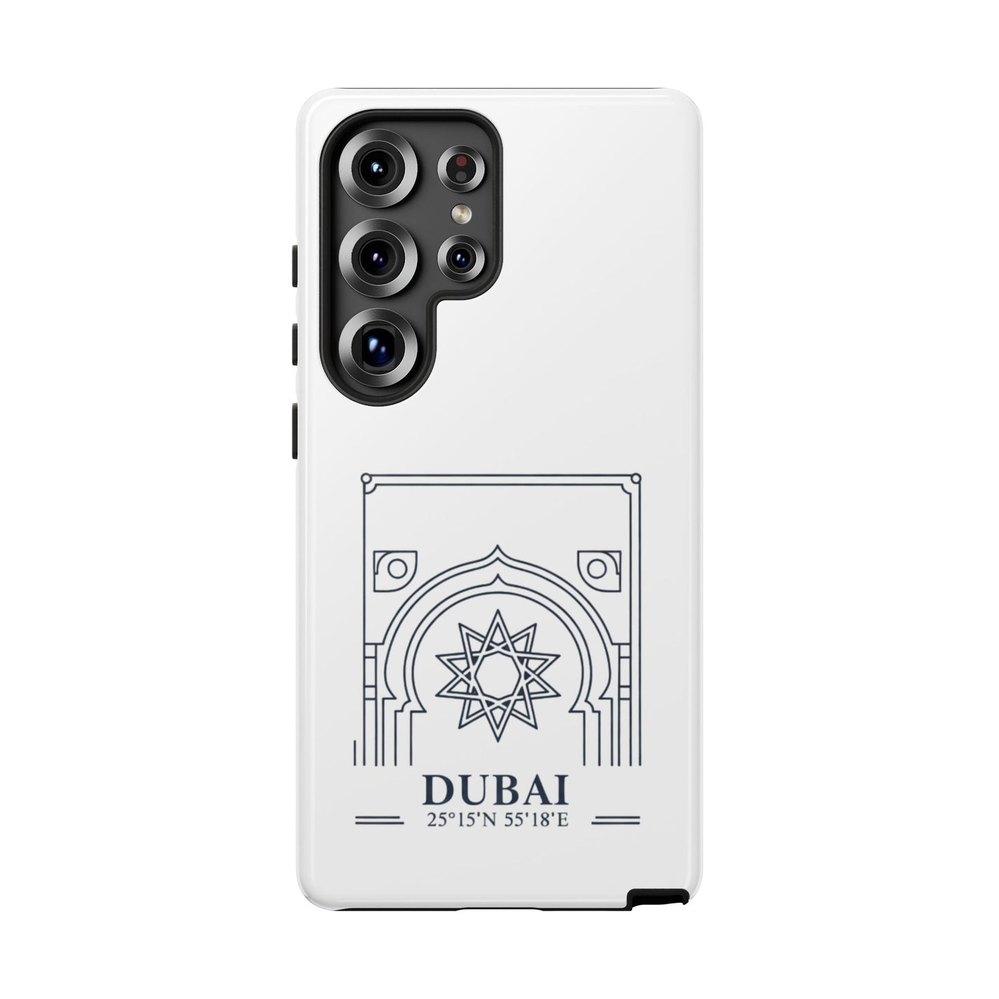 Dubai Architectural Phone Case — Minimal Souvenir Travel Design with Coordinates