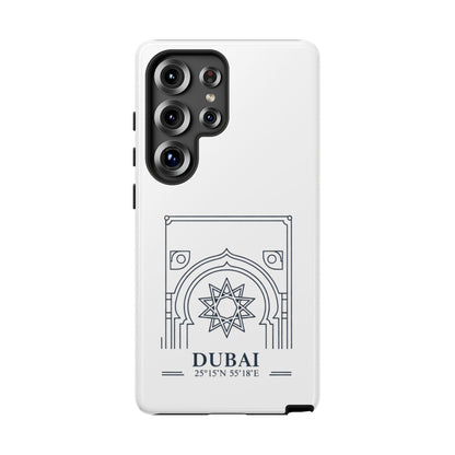 Dubai Architectural Phone Case — Minimal Souvenir Travel Design with Coordinates