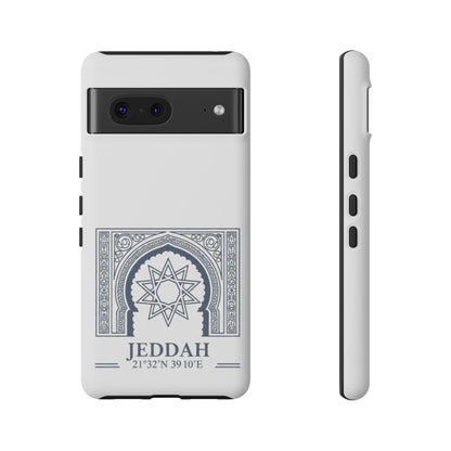 Jeddah Coordinates Phone Case — Arabic Arch Geometric Design