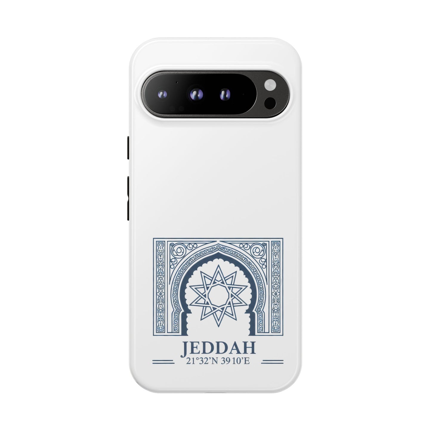 Jeddah Coordinates Phone Case — Blue Islamic Arch Travel Souvenir
