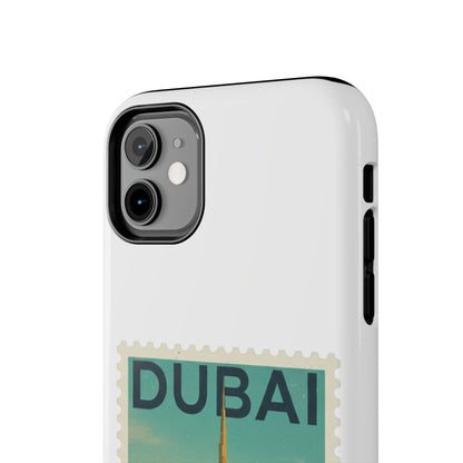 Coque de téléphone motif timbre-poste de Dubaï — Coque iPhone résistante inspirée du voyage