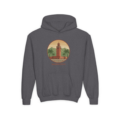 Marrakech Youth Hoodie – Vintage Palm Sunset Travel Sweatshirt