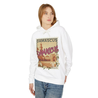 Damascus Vintage Postage Hoodie — Retro Travel Sweatshirt
