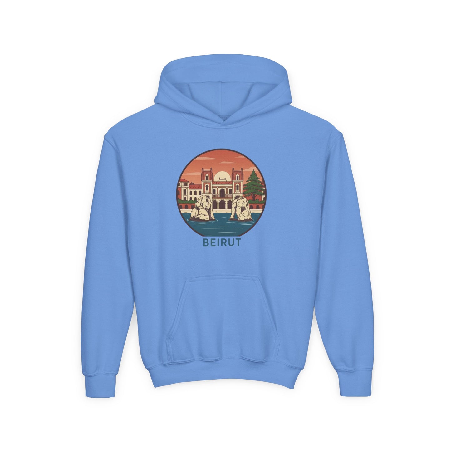 Beirut Skyline Youth Hoodie - Vintage City Illustration