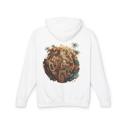 Lightweight Hoodie — Vintage Moroccan Medina Circle Back Print