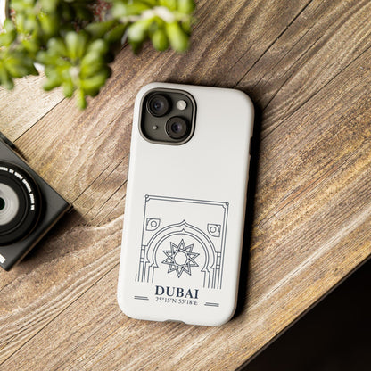 Dubai Architectural Phone Case — Minimal Souvenir Travel Design with Coordinates