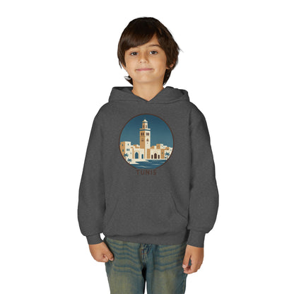 Tunis Youth Hoodie — Retro Tunis Cityscape Sweatshirt