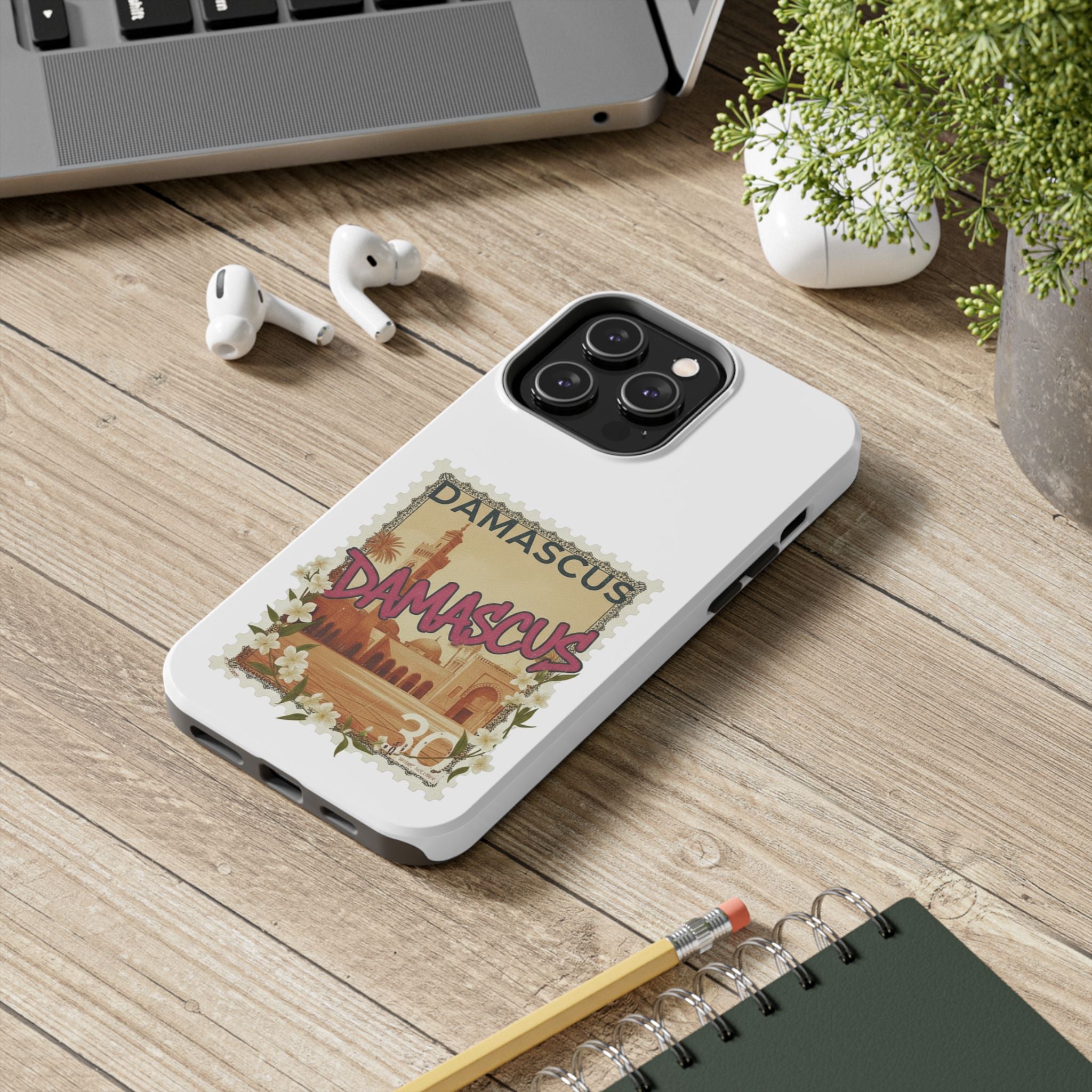 Damascus Vintage Stamp Tough Phone Case — Retro Travel Phone Cover