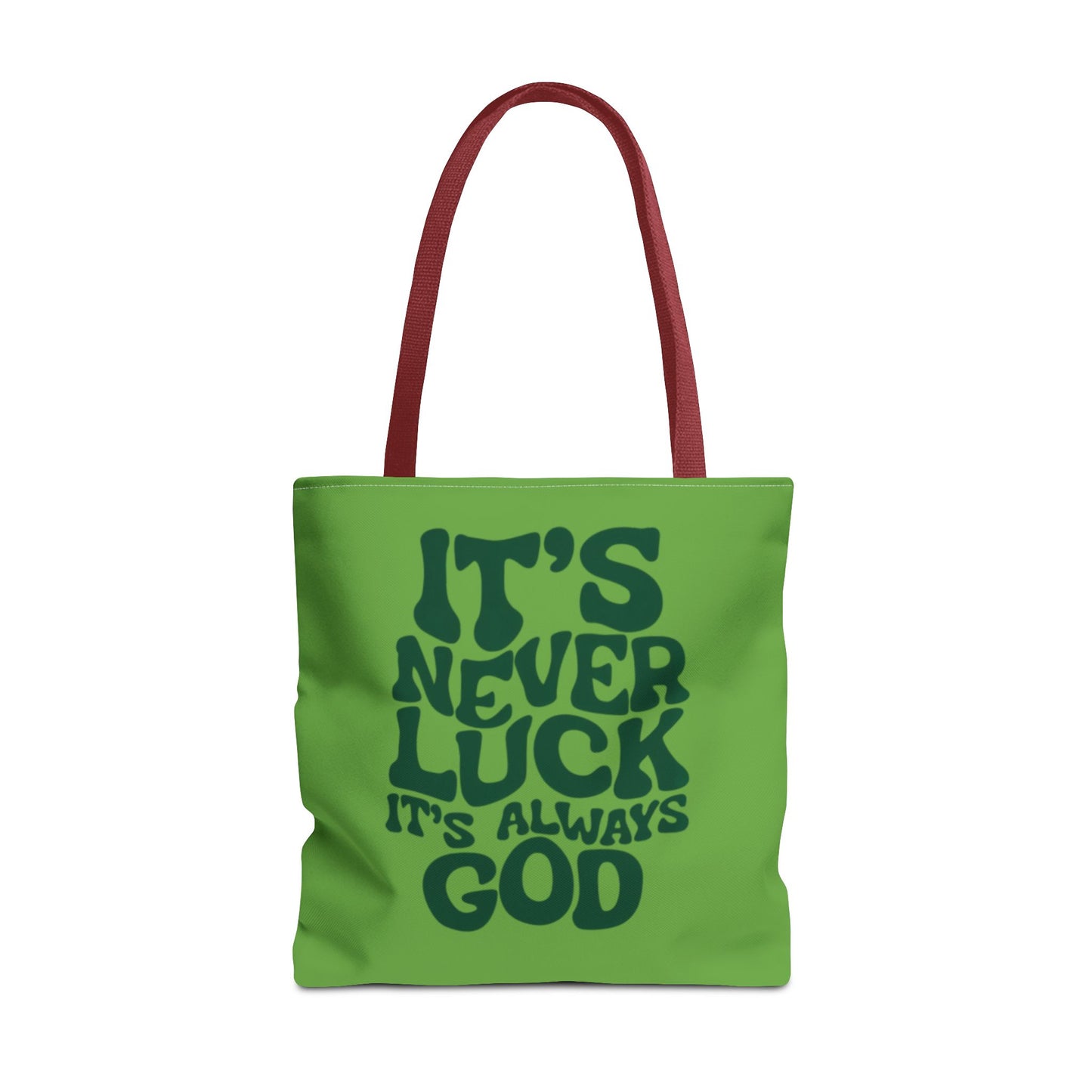 Faith Quote Tote Bag — "It's Never Luck, It's Always God" Cotton Tote