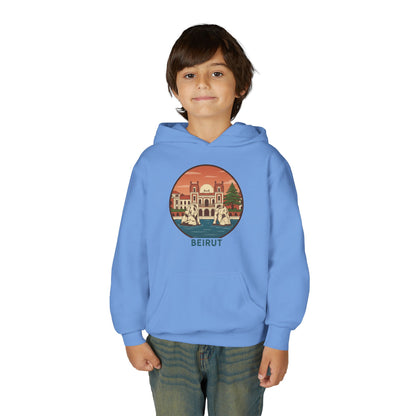 Beirut Skyline Youth Hoodie - Vintage City Illustration
