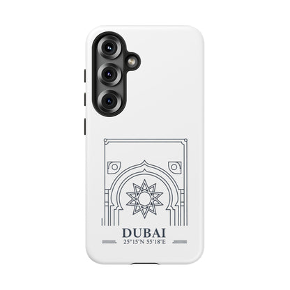 Dubai Architectural Phone Case — Minimal Souvenir Travel Design with Coordinates