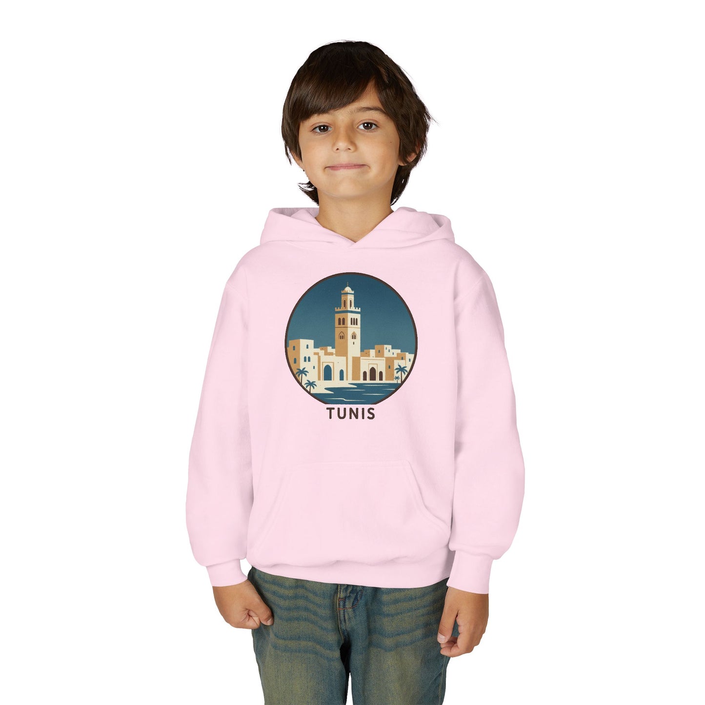 Tunis Youth Hoodie — Retro Tunis Cityscape Sweatshirt