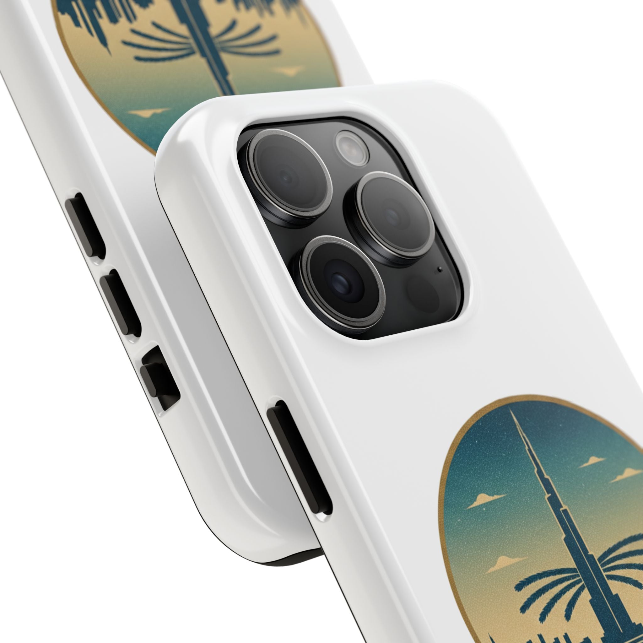 Dubai Skyline Tough Phone Case — Retro Desert Palm Travel Phone Cover