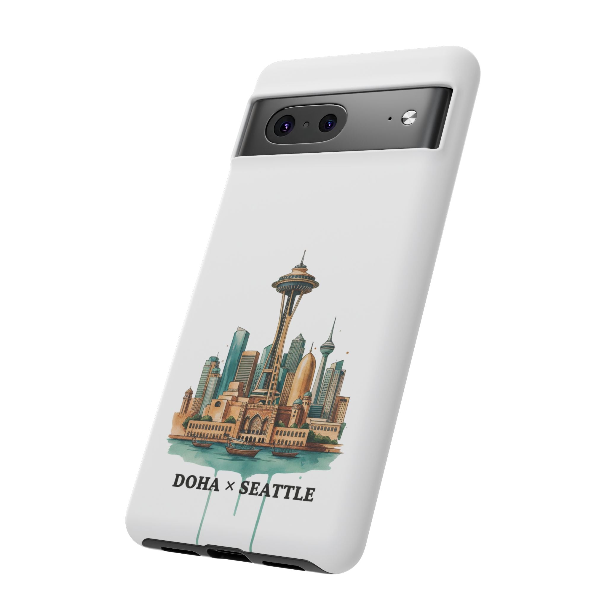 Doha x Seattle Skyline Tough Phone Case — Cityscape Protective Phone Cover