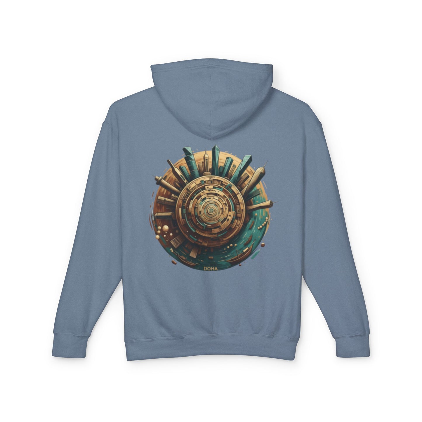 Hoodie — Retro Futuristic City Planet Graphic Hooded Sweatshirt