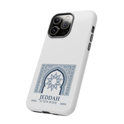 Jeddah Coordinates Phone Case — Blue Islamic Arch Travel Souvenir