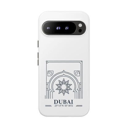 Dubai Architectural Phone Case — Minimal Souvenir Travel Design with Coordinates