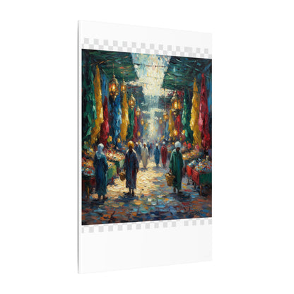 Middle Eastern Market Matte Canvas Wall Art — Colorful Bazaar Street Scene