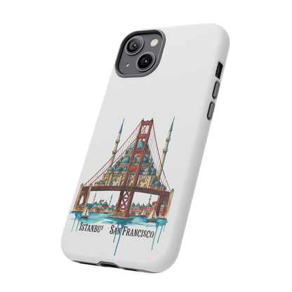 City Bridge Phone Case — Istanbul × San Francisco Illustrated Travel Design