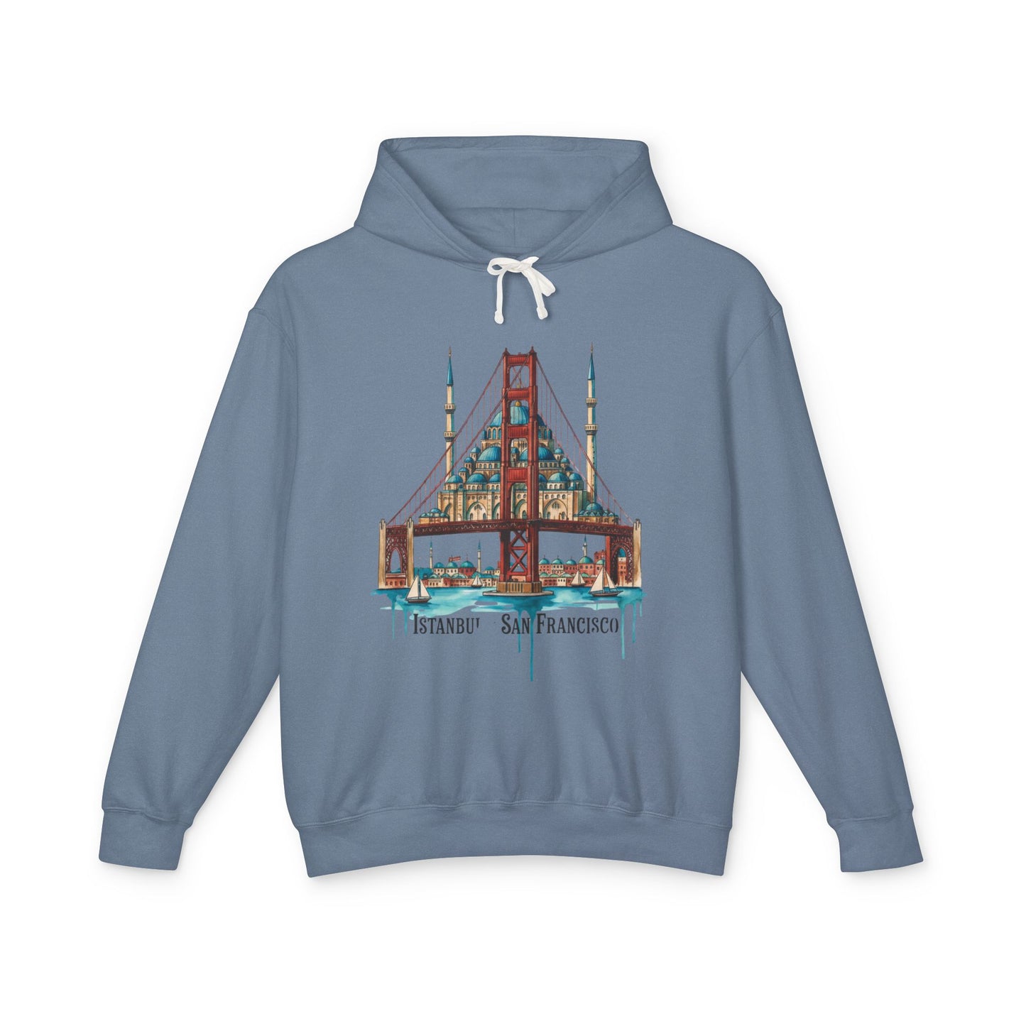 Istanbul × San Francisco Bridge Hoodie — Travel Cityscape Graphic Sweatshirt