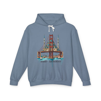 Istanbul × San Francisco Bridge Hoodie — Travel Cityscape Graphic Sweatshirt