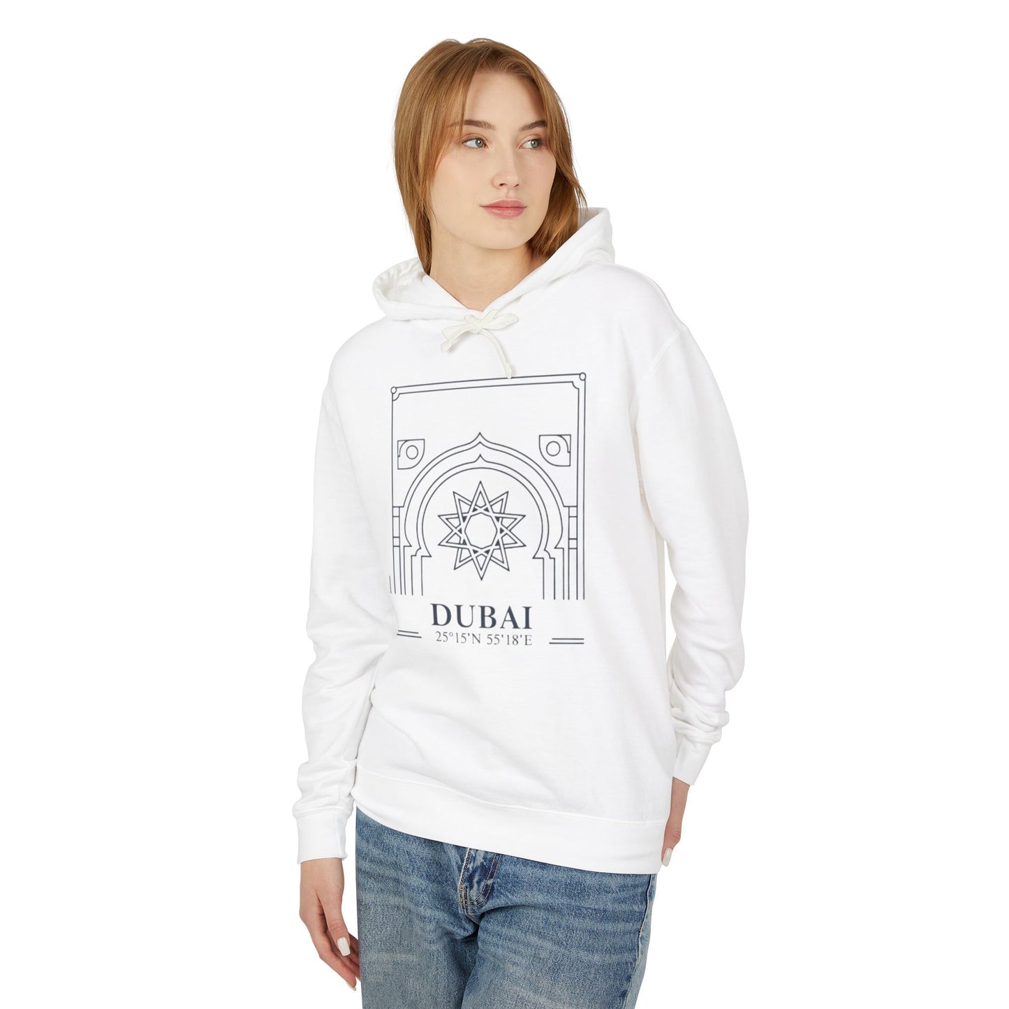 Dubai Architectural Hoodie — Minimal Line Art Travel Sweatshirt