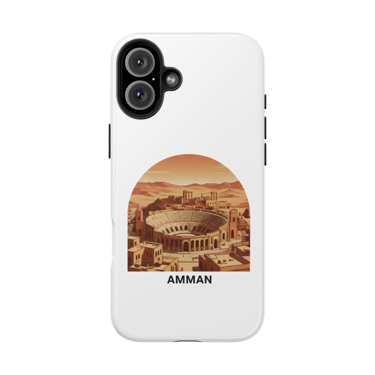 Amman Coliseum Tough Phone Case — Vintage Desert Cityscape Protective Cover