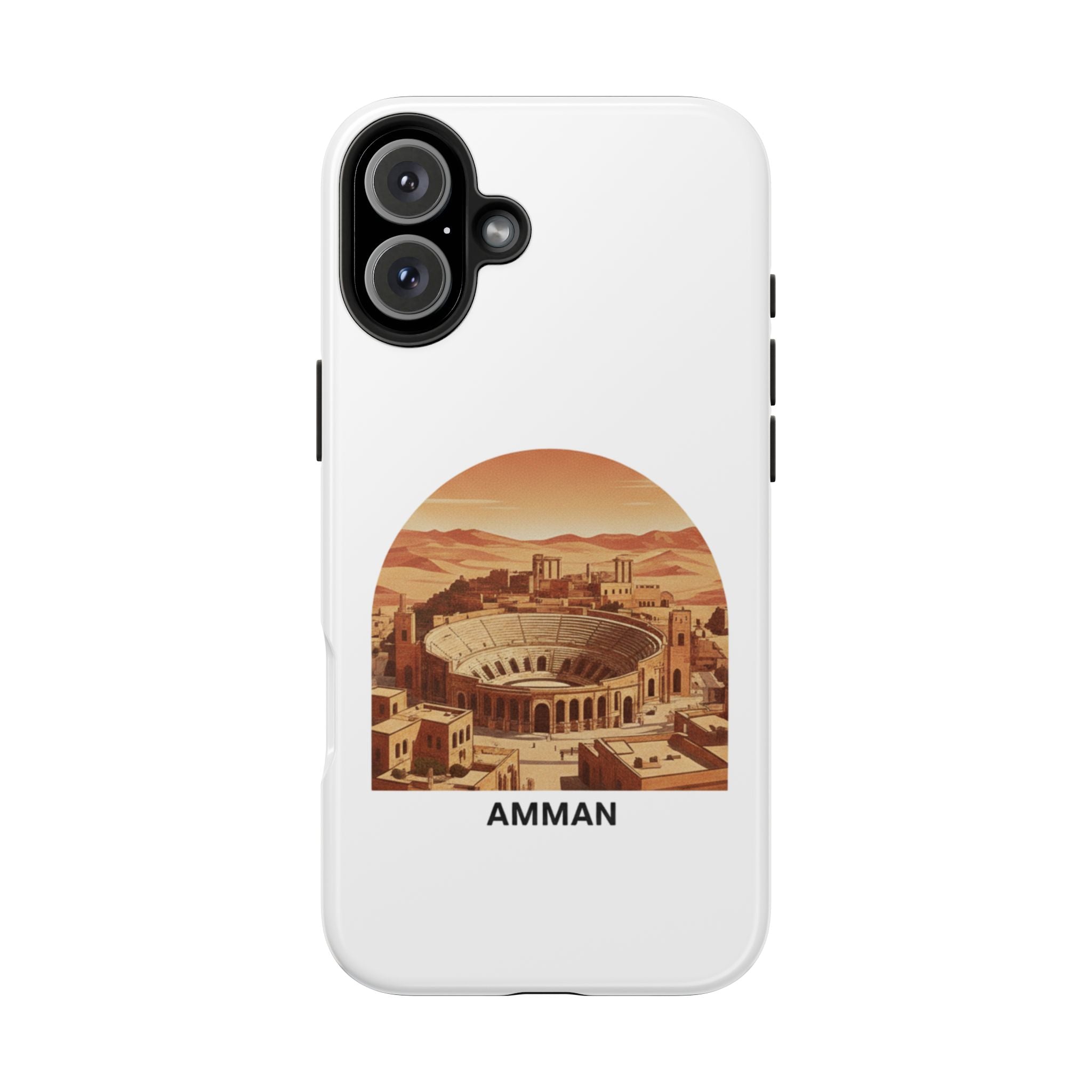 Amman Coliseum Tough Phone Case — Vintage Desert Cityscape Protective Cover