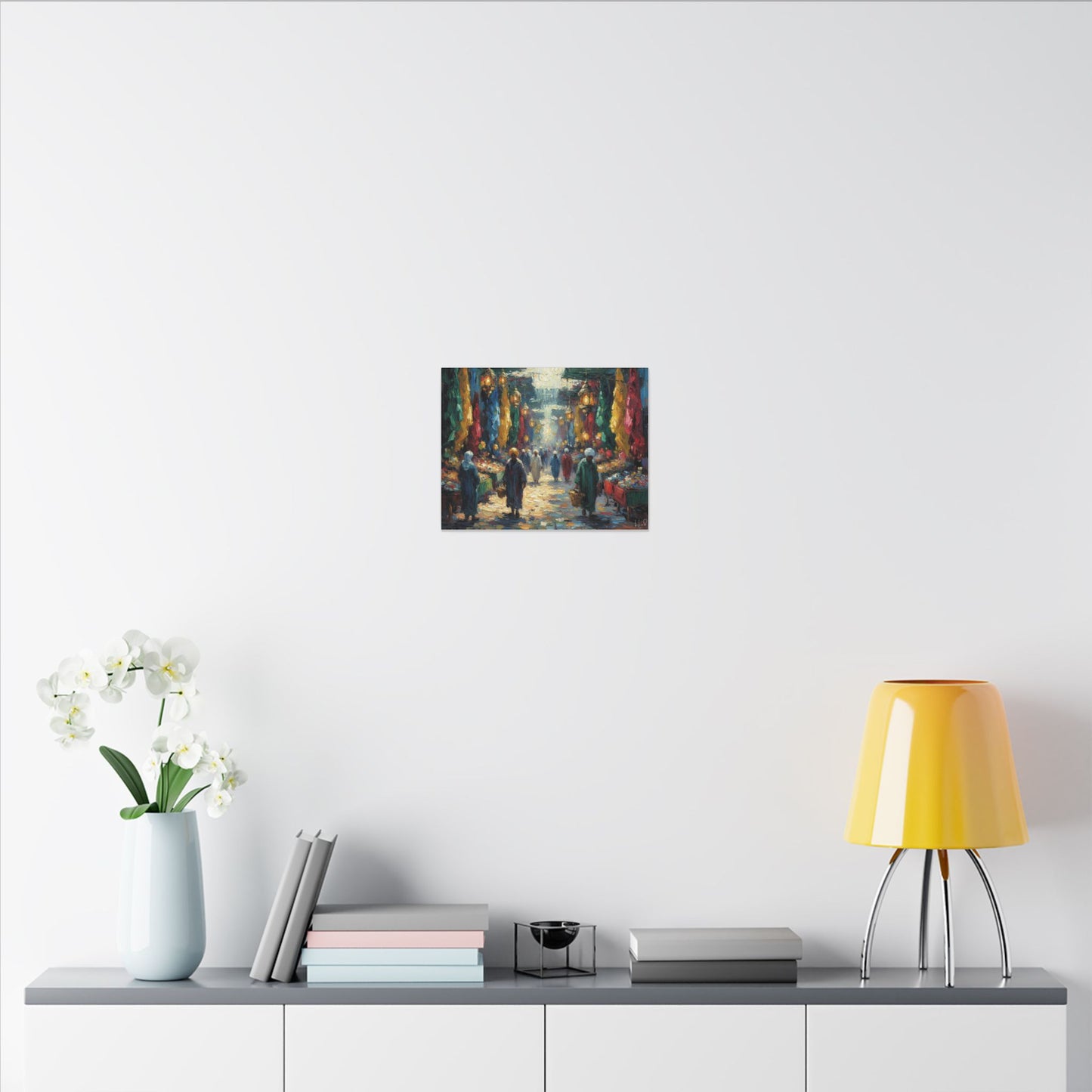 Middle Eastern Market Matte Canvas Wall Art — Colorful Bazaar Street Scene