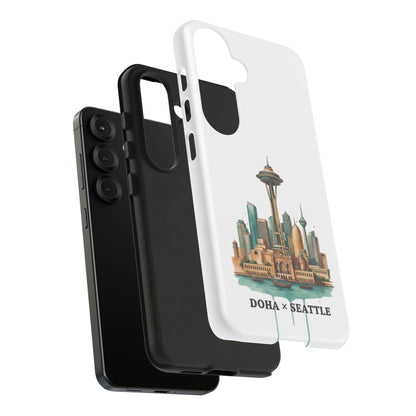 Coque de téléphone résistante Doha x Seattle Skyline — Protection pour téléphone inspirée de la ville