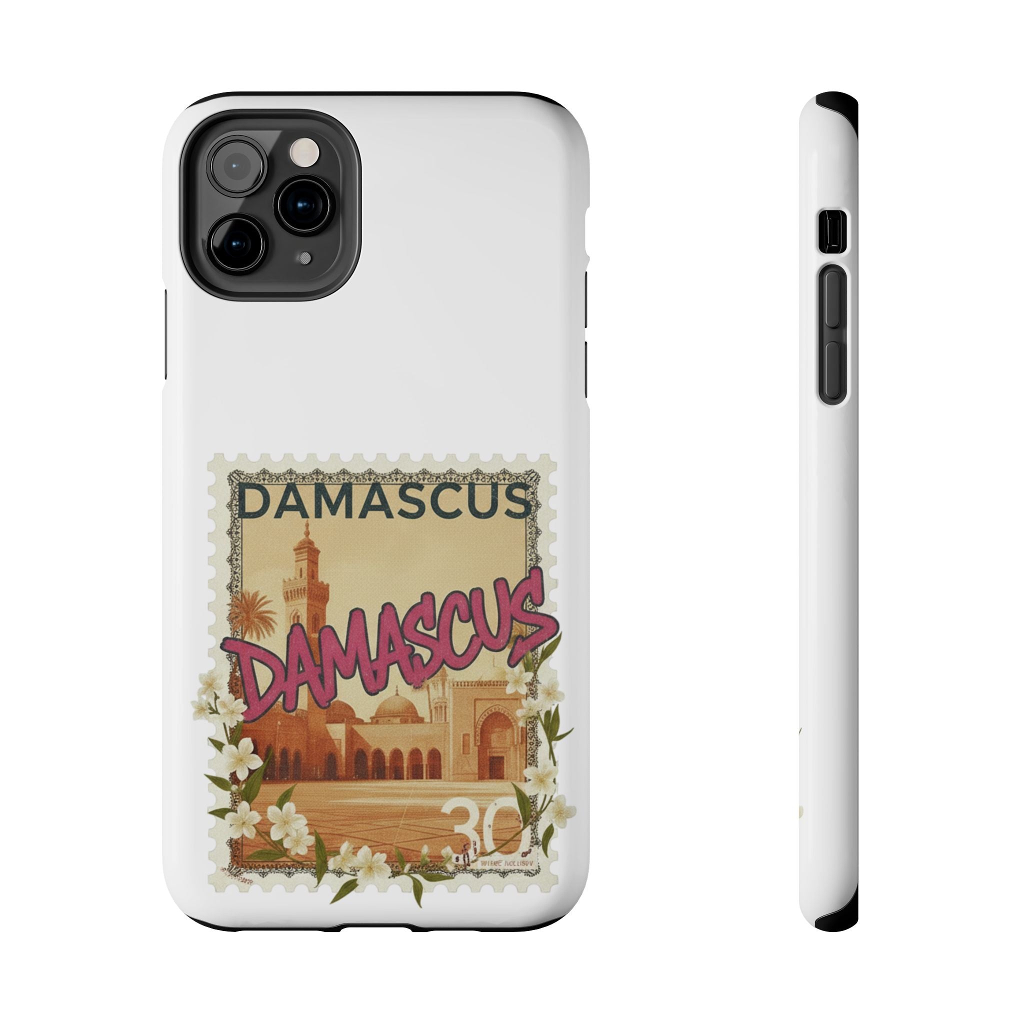 Damascus Vintage Stamp Tough Phone Case — Retro Travel Phone Cover