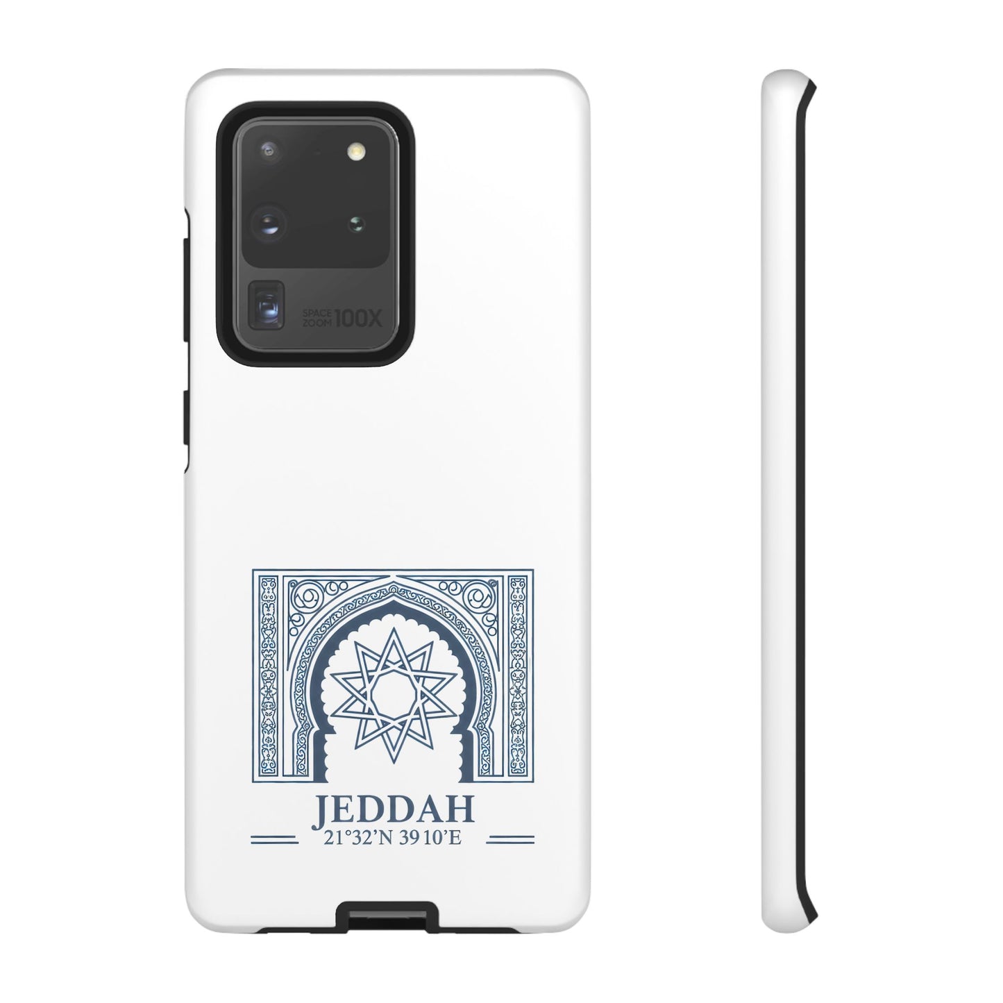 Jeddah Coordinates Phone Case — Blue Islamic Arch Travel Souvenir