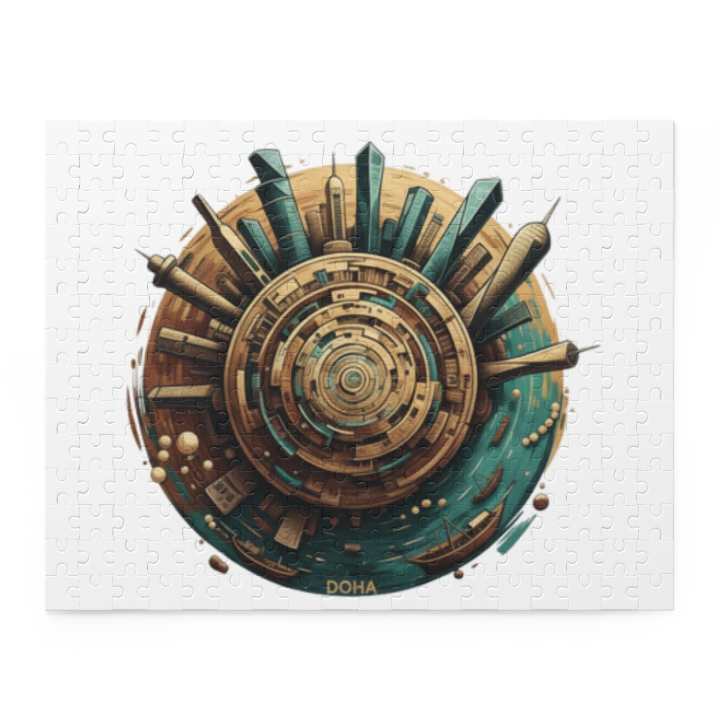 Doha Cityscape Puzzle — Circular Futuristic Skyline 120/252/500-Piece