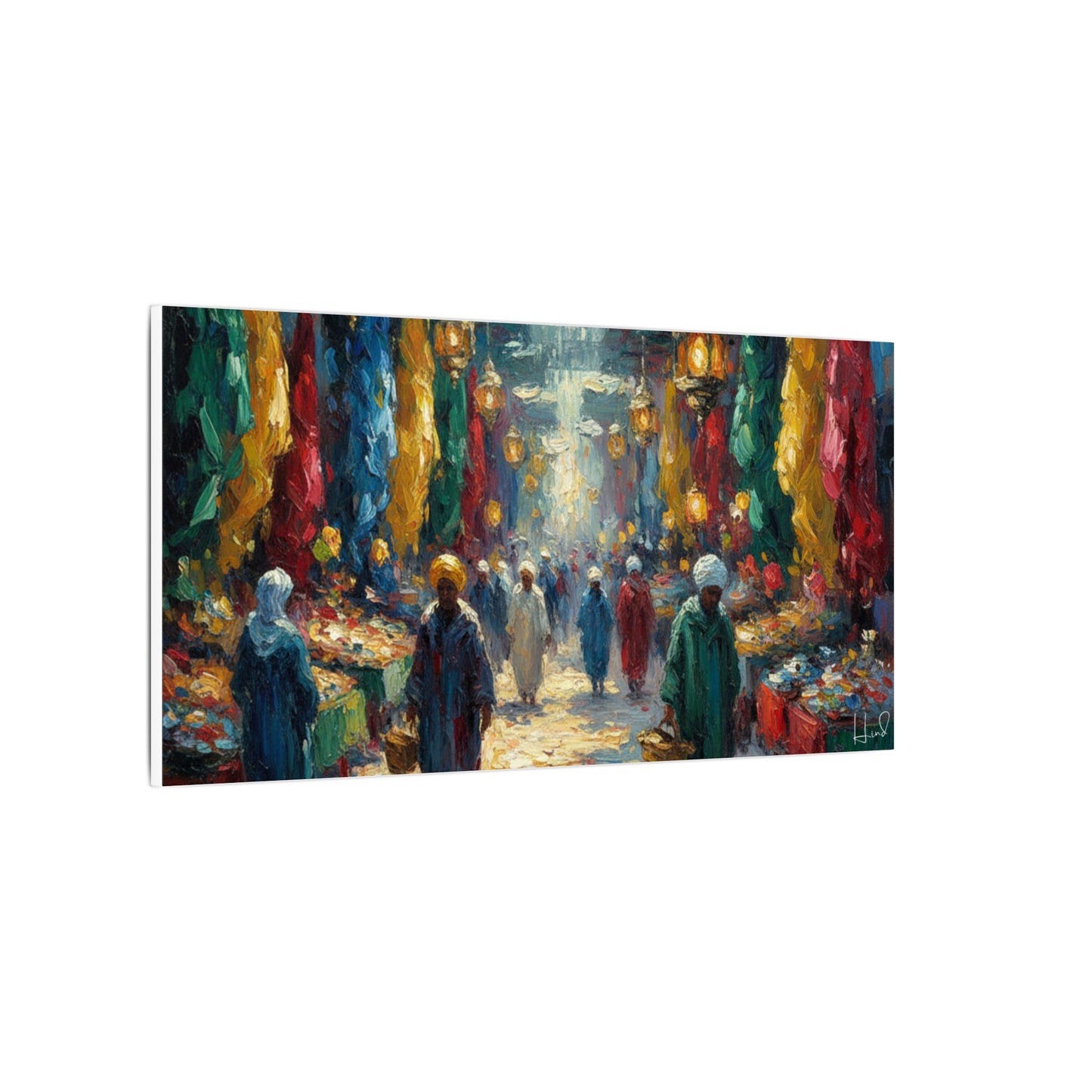 Middle Eastern Market Matte Canvas Wall Art — Colorful Bazaar Street Scene