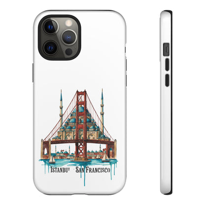 City Bridge Phone Case — Istanbul × San Francisco Illustrated Travel Design