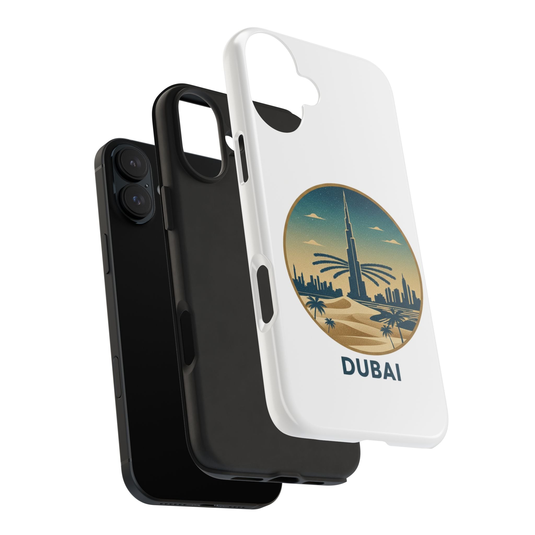 Dubai Skyline Tough Phone Case — Retro Desert Palm Travel Phone Cover