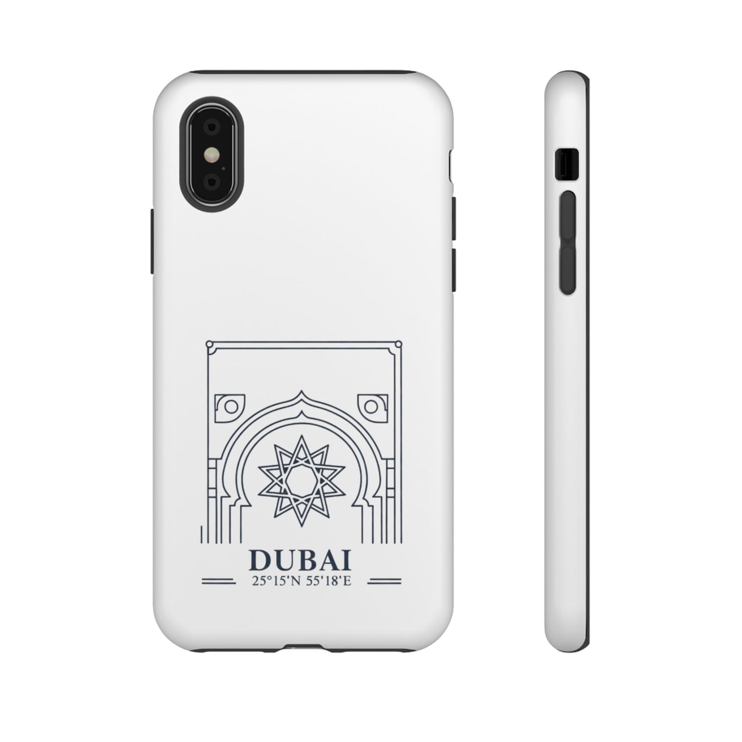Dubai Architectural Phone Case — Minimal Souvenir Travel Design with Coordinates
