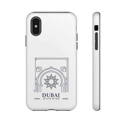 Dubai Architectural Phone Case — Minimal Souvenir Travel Design with Coordinates