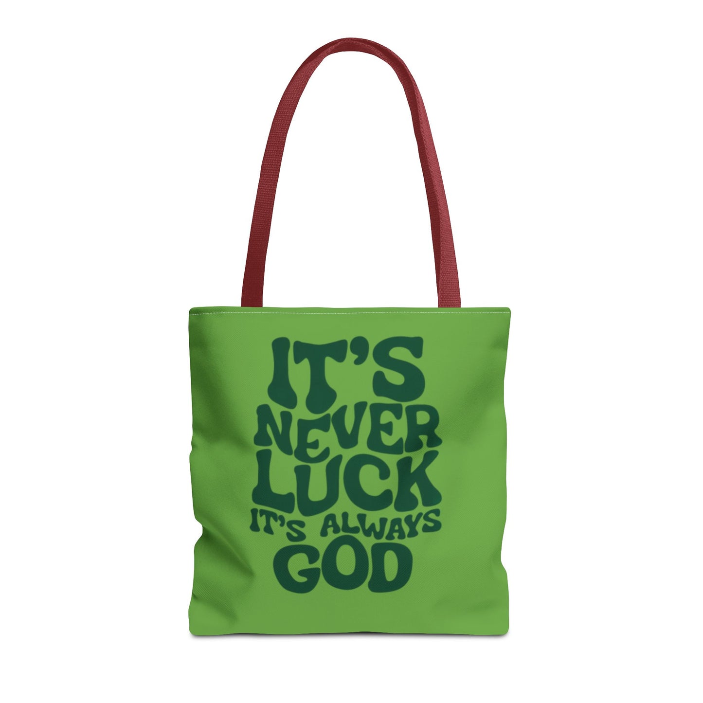 Faith Quote Tote Bag — "It's Never Luck, It's Always God" Cotton Tote