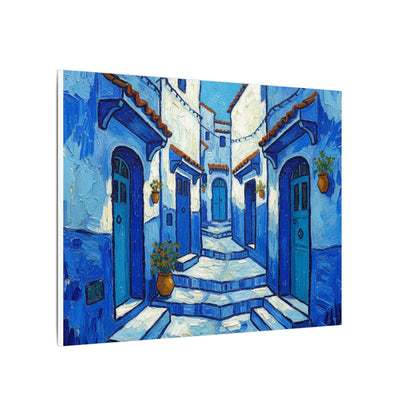 Mediterranean Blue Alley Canvas Print — Stretched Matte Wall Art