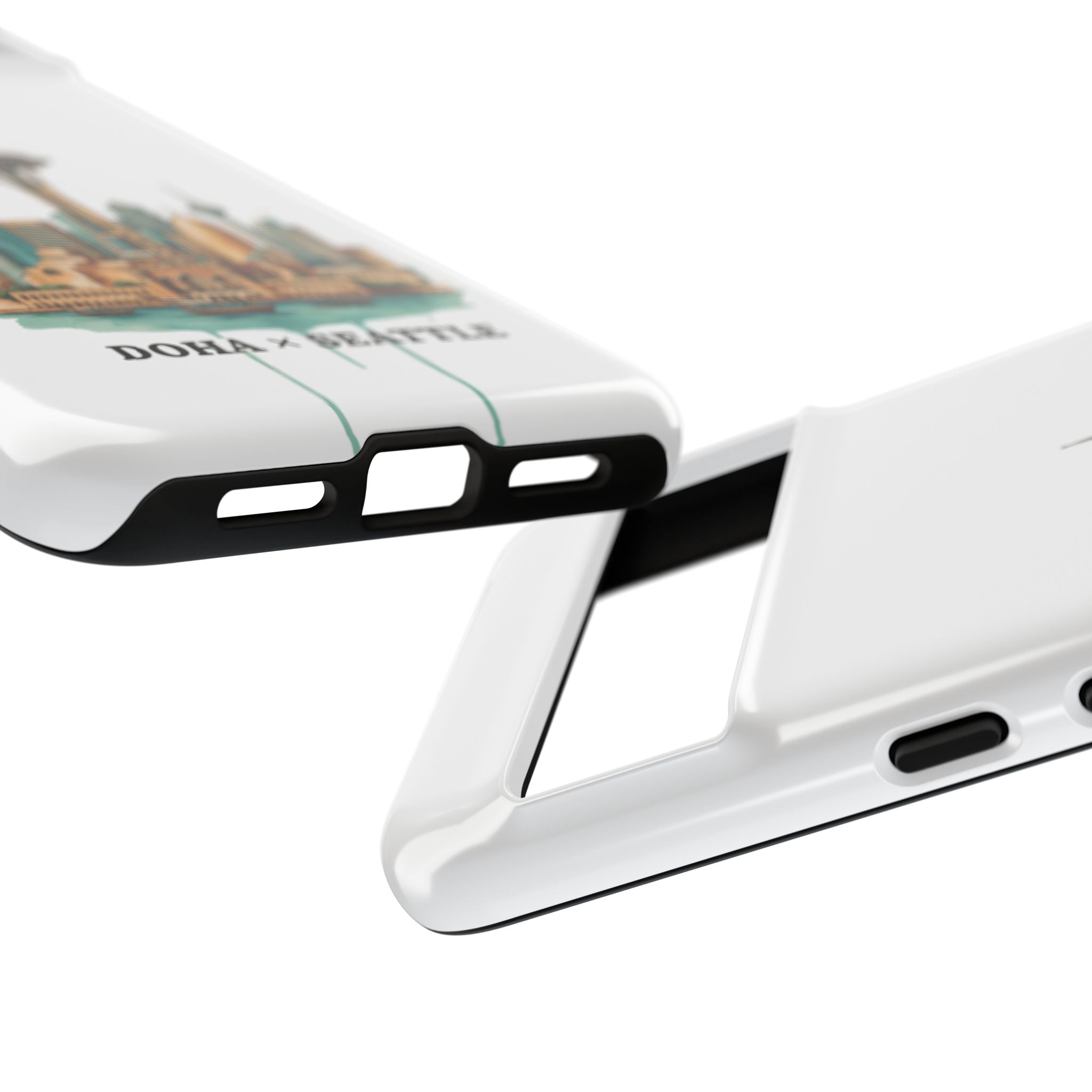 Doha x Seattle Skyline Tough Phone Case — Cityscape Protective Phone Cover