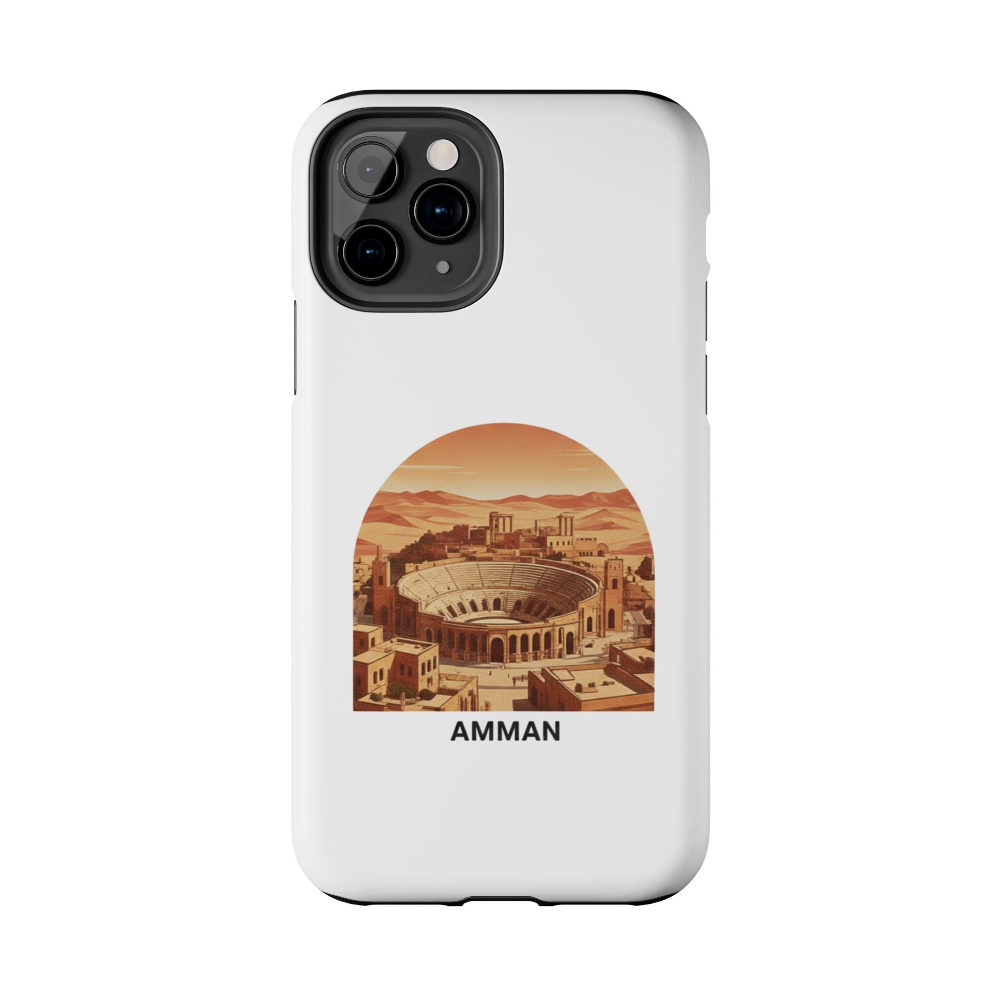 Amman Coliseum Tough Phone Case — Vintage Desert Cityscape Protective Cover