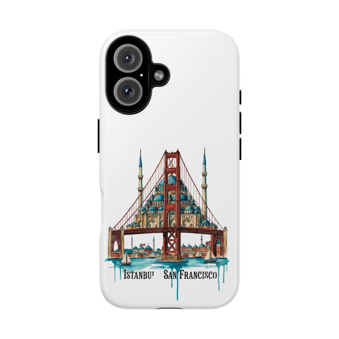 City Bridge Phone Case — Istanbul × San Francisco Illustrated Travel Design