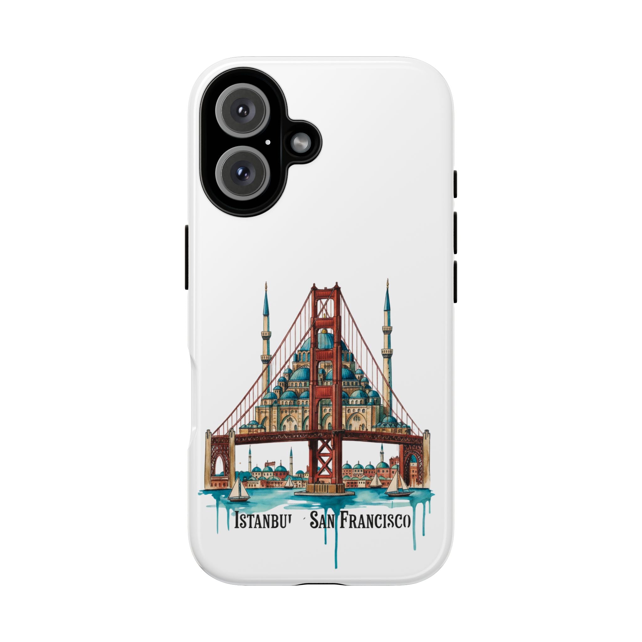 City Bridge Phone Case — Istanbul × San Francisco Illustrated Travel Design