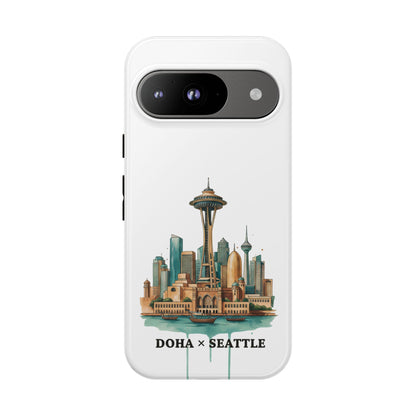 Coque de téléphone résistante Doha x Seattle Skyline — Protection pour téléphone inspirée de la ville