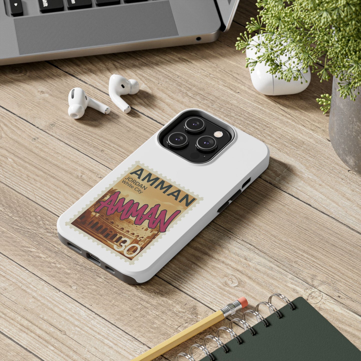 Amman Stamp Tough Phone Case — Jordan Travel Vintage Postage Design