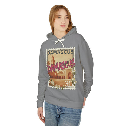 Damascus Vintage Postage Hoodie — Retro Travel Sweatshirt