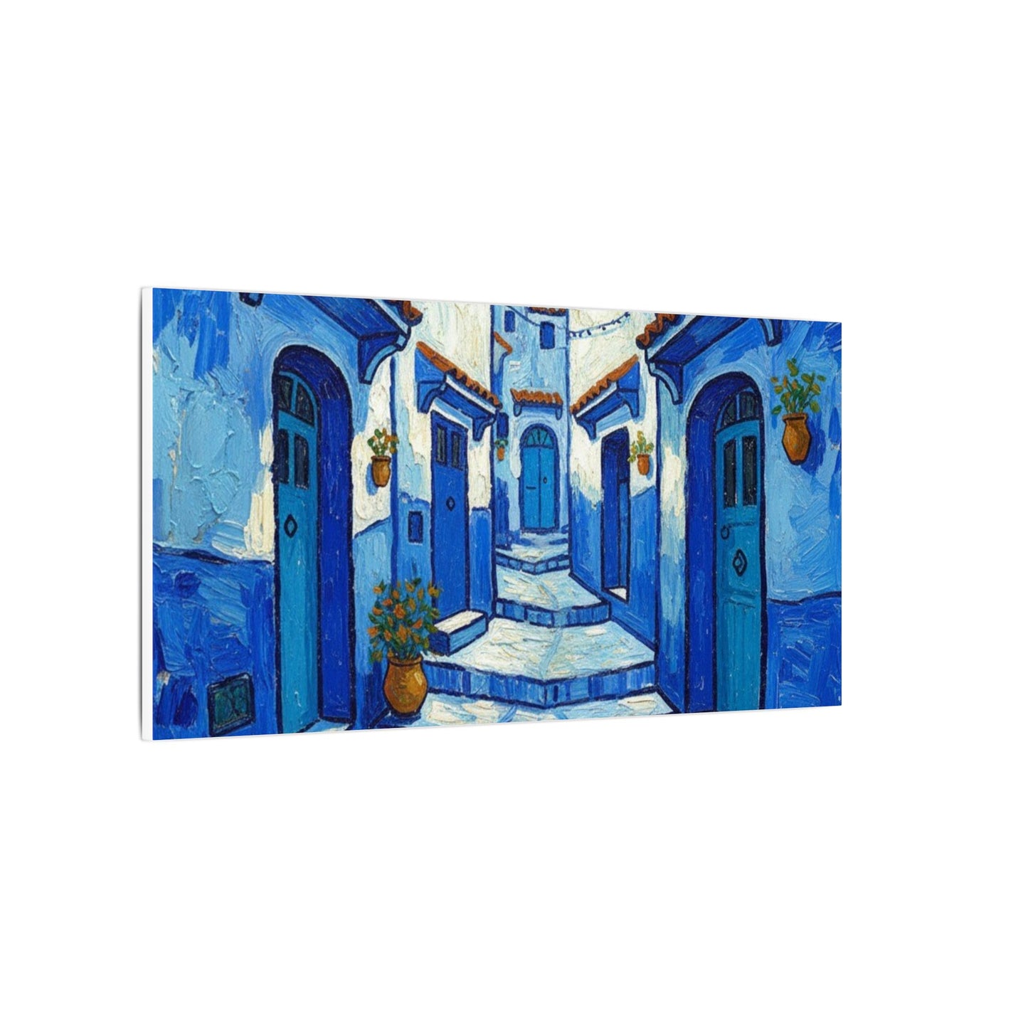 Mediterranean Blue Alley Canvas Print — Stretched Matte Wall Art