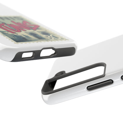 Coque de téléphone résistante à motif timbre vintage de Tunis — Étui de téléphone rétro pour voyage en Tunisie