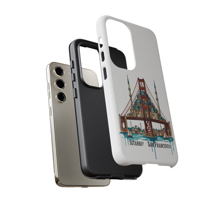 City Bridge Phone Case — Istanbul × San Francisco Illustrated Travel Design